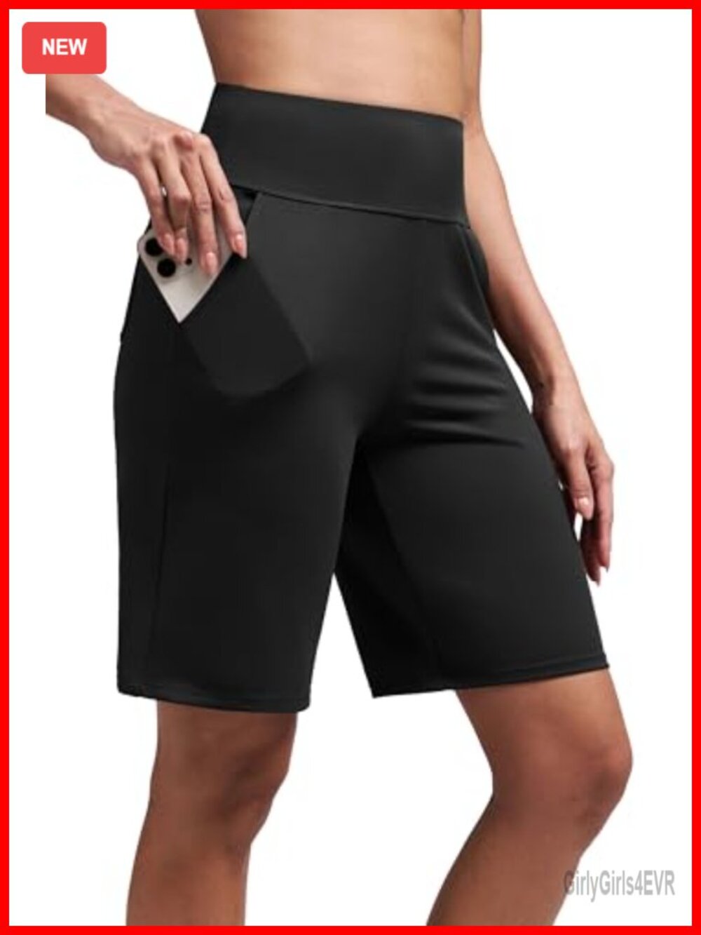 Women's Bermuda Long Shorts High-Waisted Knee Length Biker Athletic Yoga